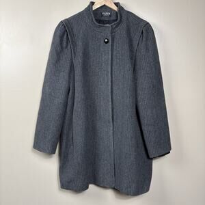 Karen Womens Vintage Gray Wool Blend Coat USA Made Minimalist Long Jacket